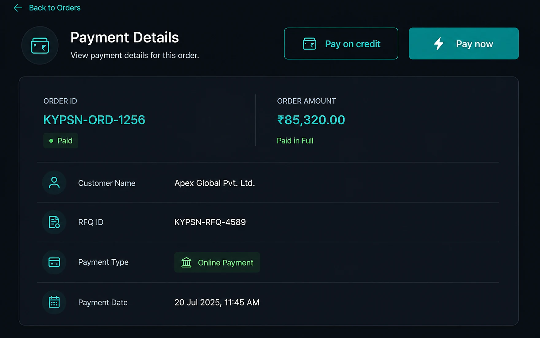 Buyer step 4: Pay on credit